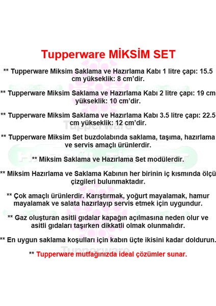 Miksim Saklama Hazırlama Seti 3'lü Miks 1-2-3.5 Lt Hsgl