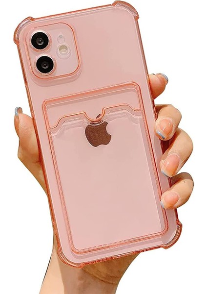 iPhone 12 Uyumlu Kartlıklı Cüzdan Şeffaf Telefon Kılıfı