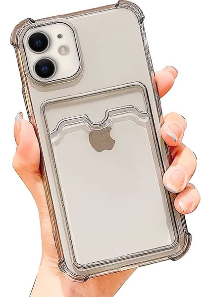 iPhone 11 Uyumlu Kartlıklı Cüzdan Şeffaf Telefon Kılıfı