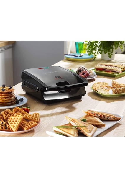 SW852D Snack Collection, Waffle ve Croque Monsieur Tabakları Dahil, 2 Değiştirilebilir Tabak, Tost Makinesi,siyah/paslanmaz Çelik, 700 W