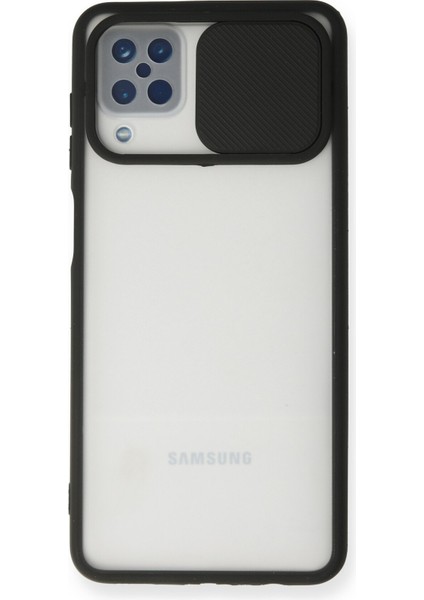 Samsung Galaxy M12 Kılıf Palm Buzlu Kamera Sürgülü Silikon - Siyah 300099