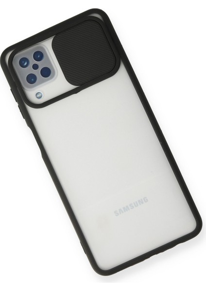 Samsung Galaxy M12 Kılıf Palm Buzlu Kamera Sürgülü Silikon - Siyah 300099