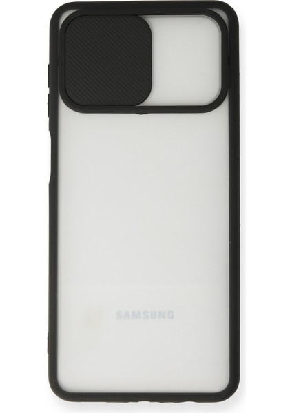 Samsung Galaxy M12 Kılıf Palm Buzlu Kamera Sürgülü Silikon - Siyah 300099