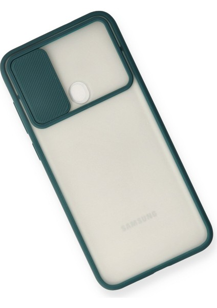 Samsung Galaxy M11 Kılıf Palm Buzlu Kamera Sürgülü Silikon - Yeşil 300099