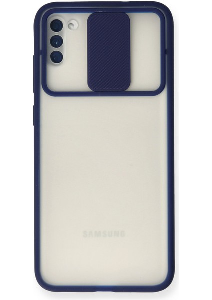 Samsung Galaxy M11 Kılıf Palm Buzlu Kamera Sürgülü Silikon - Lacivert 300099