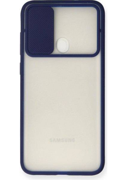 Samsung Galaxy M11 Kılıf Palm Buzlu Kamera Sürgülü Silikon - Lacivert 300099