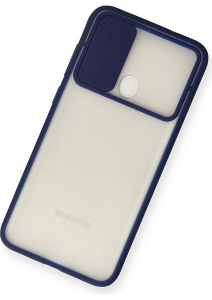 Samsung Galaxy M11 Kılıf Palm Buzlu Kamera Sürgülü Silikon - Lacivert 300099