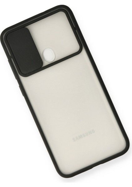 Samsung Galaxy M11 Kılıf Palm Buzlu Kamera Sürgülü Silikon - Siyah 300099