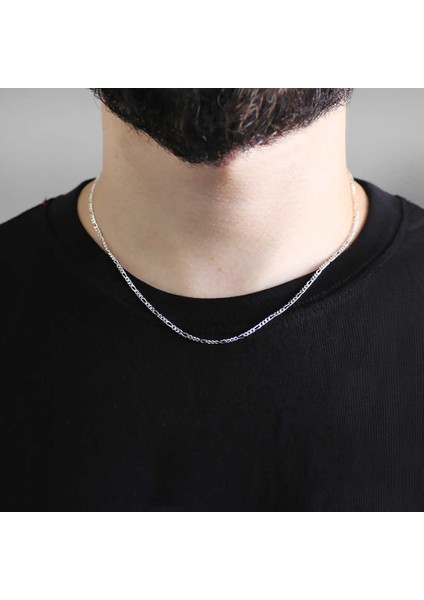 925 Ayar Gümüş 45 cm 80 Mikron Figaro Erkek Zincir Kolye fiyatları