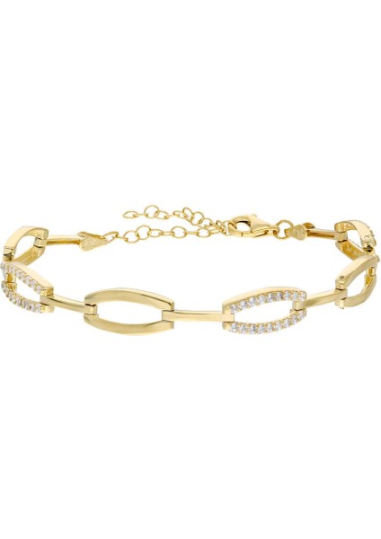 Zirkon Taşlı 6lı Cats Eye Gold Renk 925 Ayar Gümüş Bayan Bileklik modelleri
