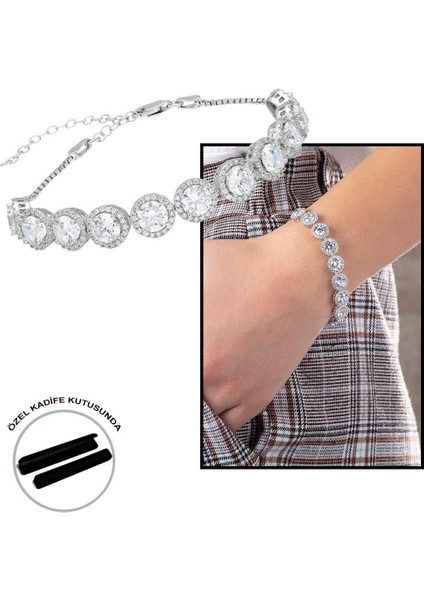 Starlight Diamond Pırlanta Montür Büyük Boy 925 Ayar Gümüş Su Yolu Bileklik