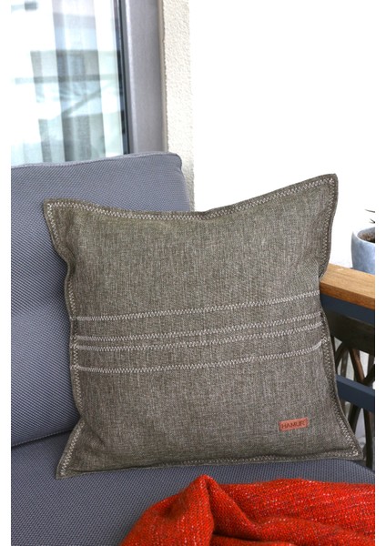 Etnik Vintage Işlemeli Dokuma Kırlent Kılıfı Boho Grain Haki