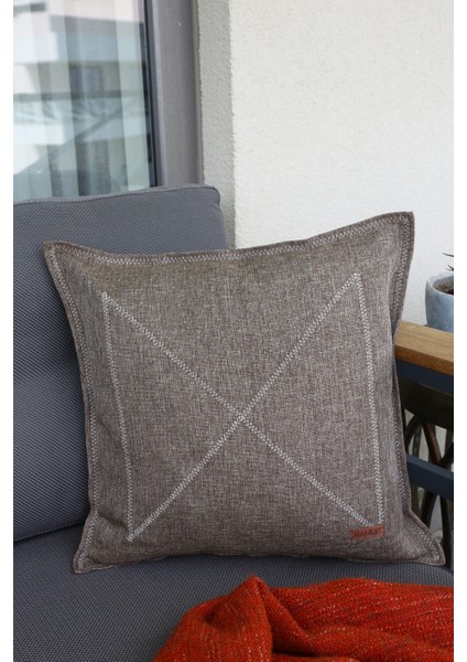 Etnik Vintage Işlemeli Dokuma Kırlent Kılıfı Boho Nordik Kahve
