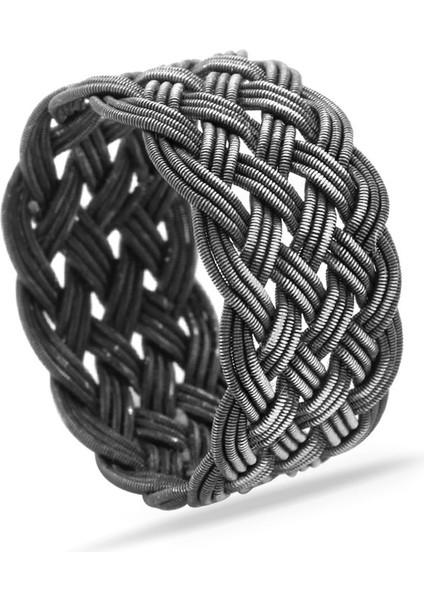 Gri Renkli 1000 Ayar Gümüş Trabzon El Örmesi Kazaz Yüzük modelleri