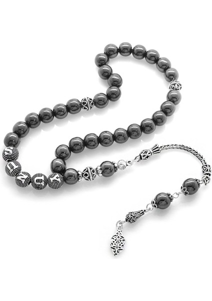 925 Ayar Gümüş Püsküllü Küre Kesim Gümüş Isim Yazılı Hematit Doğaltaş Tesbih fiyatları