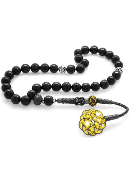 1000 Ayar Gümüş Kazaz Püsküllü Küre Kesim Gri Kaplangözü Doğaltaş Tesbih