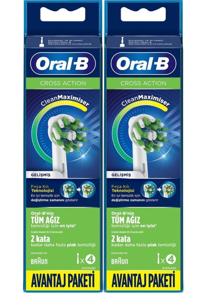 Diş Fırçası Yedek Başlığı Cross Action 8 Adet (2pk*4)