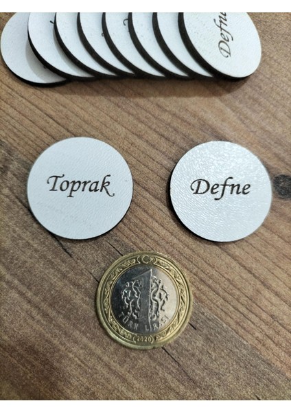 3x3 cm Beyaz Ahşap Lazer Kesim Yuvarlak Etiket Isimlik 50 Adet