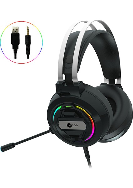 Lenovo Lecoo HT401 3.5mm Jack+ USB Kulak Üstü RGB LED Aydınlatmalı Kablolu Gaming Kulaklık Siyah