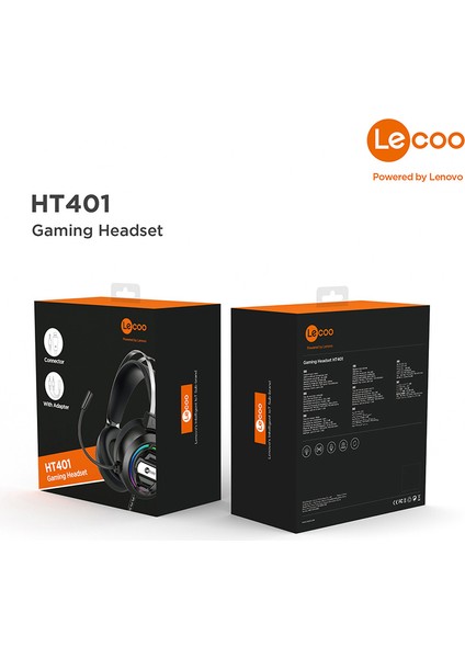 Lenovo Lecoo HT401 3.5mm Jack+ USB Kulak Üstü RGB LED Aydınlatmalı Kablolu Gaming Kulaklık Siyah