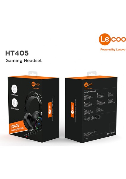 Lenovo Lecoo HT405 3.5mm Jack+ USB Kulak Üstü RGB LED Aydınlatmalı Kablolu Gaming Kulaklık Siyah