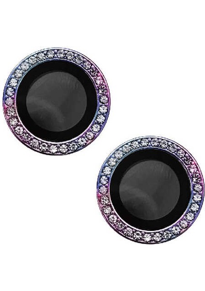 Apple iPhone 14 Uyumlu Swarovski Taşlı Lens Koruyucu Colorful