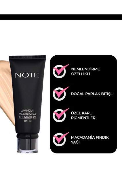 Note Luminous Moisturizing Fondöten 05 Honey Beige modelleri