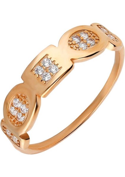 Zirkon Taşlı Geometrik Tasarım Rose Renk 925 Ayar Gümüş Bayan Yüzük fiyatları