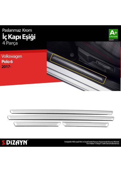 VW Polo 6 HB Krom İç Kapı Eşiği 4 Prç. 2017-2021