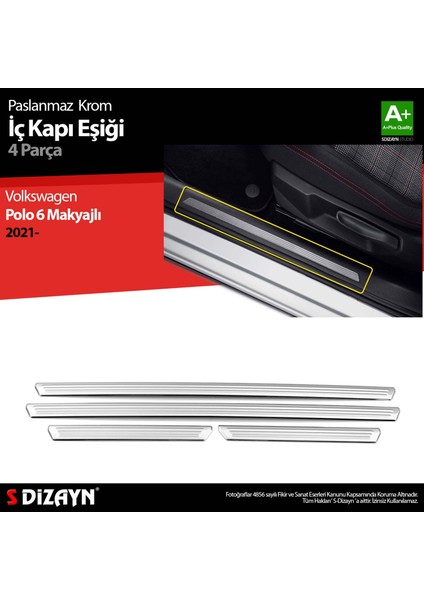 VW Polo 6 HB Makyajlı Krom İç Kapı Eşiği 4 Prç. 2021 Üzeri