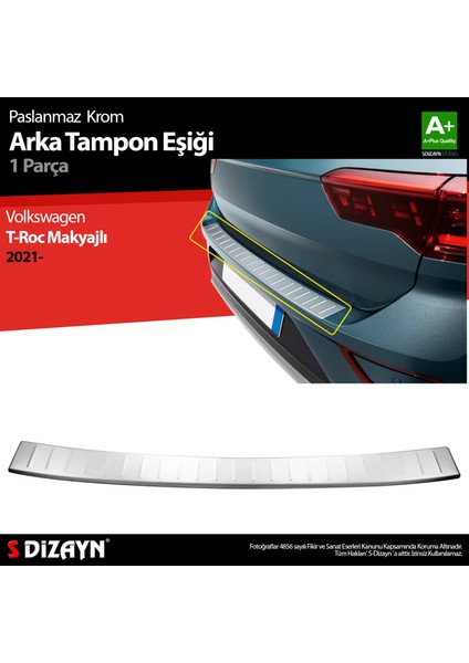VW T-Roc Makyajlı Krom Arka Tampon Eşiği 2021 Üzeri