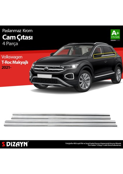 VW T-Roc Makyajlı Krom Cam Çıtası 4 Prç. 2021 Üzeri indirimleri