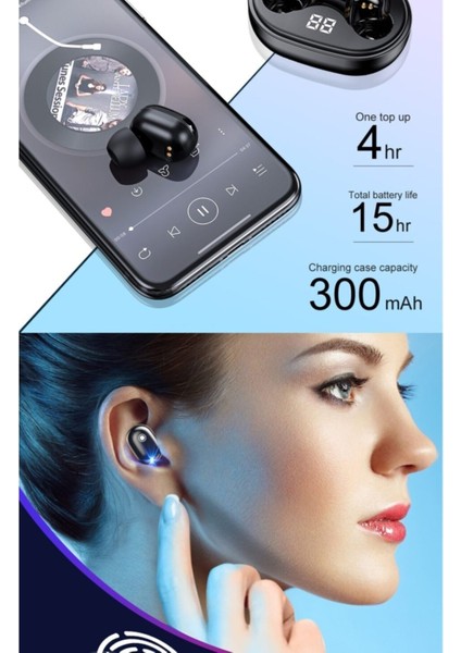 Siyah Pro Ledli Şarj Göstergeli 5.0 Bluetooth Kulaklık