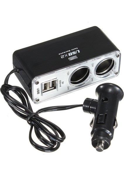 Araç Çakmak Çoklayıcı 2 Çakmak 2 USB Çoğaltıcı Araba Soket