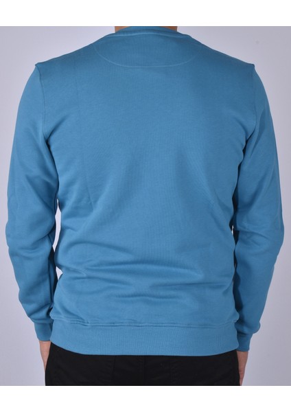 R2209 Bisiklet Yaka Baskılı Sweat/petrol /2xl