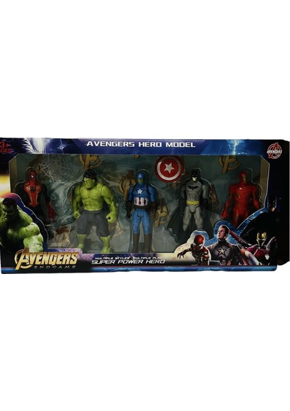 Avengers Işıklı Örümcek Adam Hulk Kaptan Amerika Batman Iron Man 5'li Oyun Seti - Süper Kahramanlar