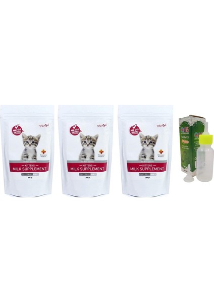 Yavru Kedi Süt Tozu 3 Adet + Biberon 60 ml Biberon