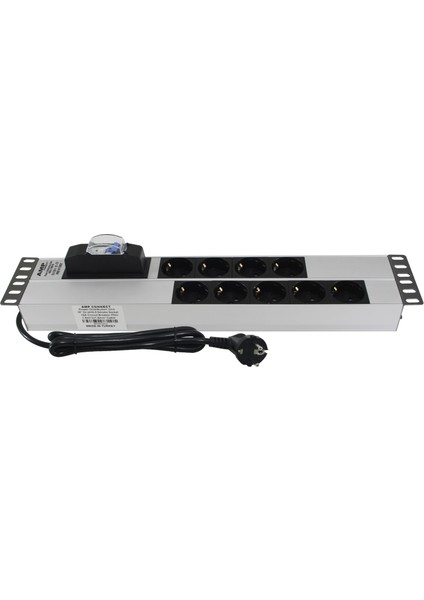 Connect 19" 2u 9'lu Schuko Sigortalı Alüminyum Rack Kabin Grup Priz Pdu
