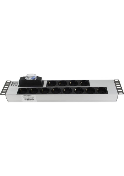 Connect 19" 2u 12'li Schuko Sigortalı Aluminyum Rack Kabin Grup Priz Pdu