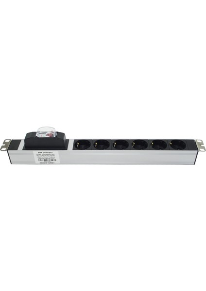 Connect 19" 1u 6'lı Schuko Sigortalı Aluminyum Rack Kabin Grup Priz Pdu modelleri