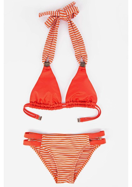 1452 Turuncu Kız Çocuk Bikini Takımı