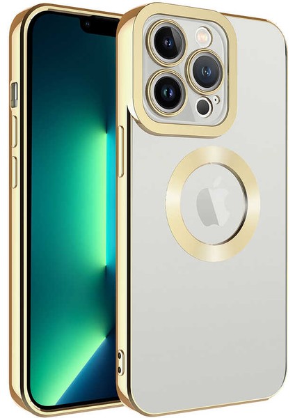 - Apple iPhone 14 Pro Max - Kılıf Kamera Korumalı Logo Gösteren Omega Kapak - Gold