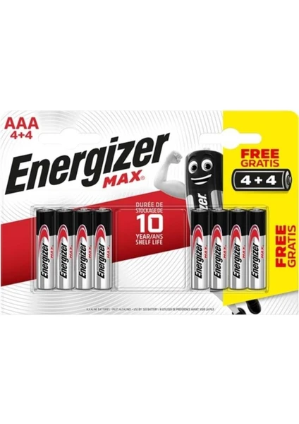 Max Alkaline Aaa Ince Pil 4+4 Aaa