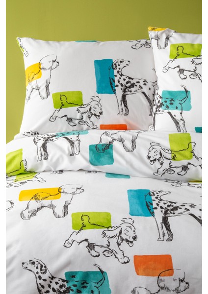Sevimli Köpek Desenli Hayvan Baskılı 100% Pamuk Tek Kişilik Nevresim ve 1 Adet Yastık Kılıfı Seti 160X220 fırsatları