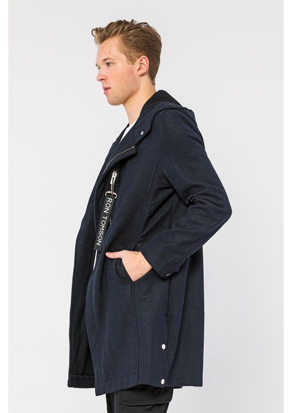 Kapüşonlu Fermuarlı Cepli Uzun Erkek Mont fiyatları