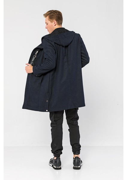 Kapüşonlu Fermuarlı Cepli Uzun Erkek Mont modelleri