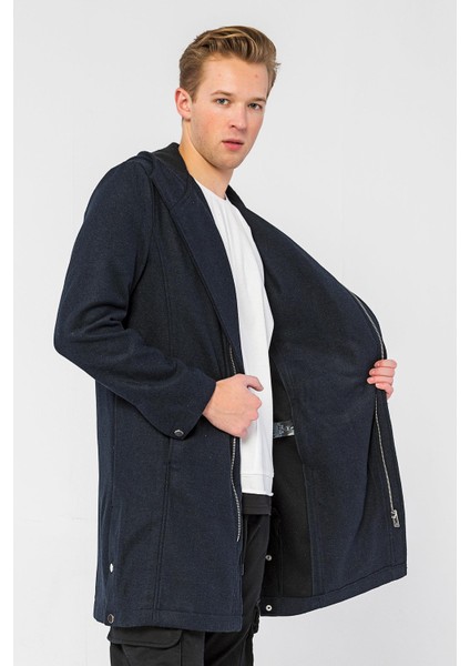 Kapüşonlu Fermuarlı Cepli Uzun Erkek Mont indirimleri