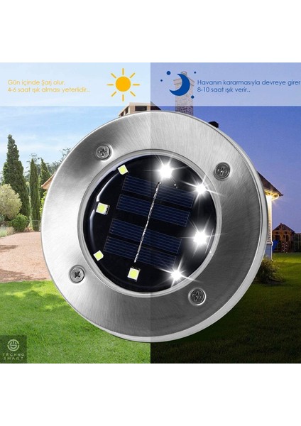 Solar Yerden Bahçe Aydınlatma 8 LED