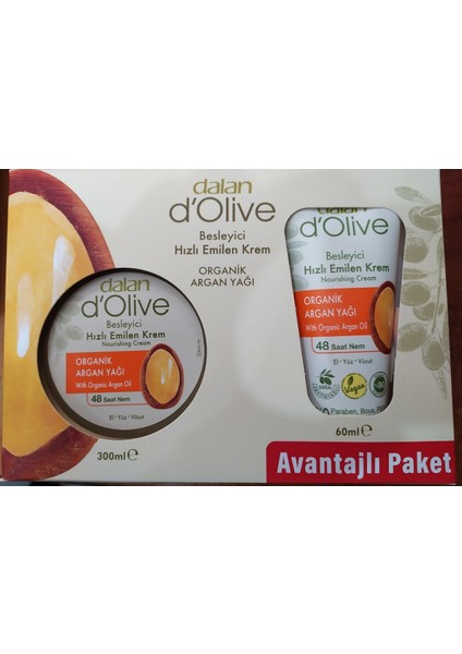 D'olive 300 ml Organik Argan Yağlı Krem Avantajı Paket 60 ml Hediyeli
