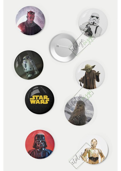 Atölye Çizgi 8li Star Wars Iğneli Buton Rozet 58MM